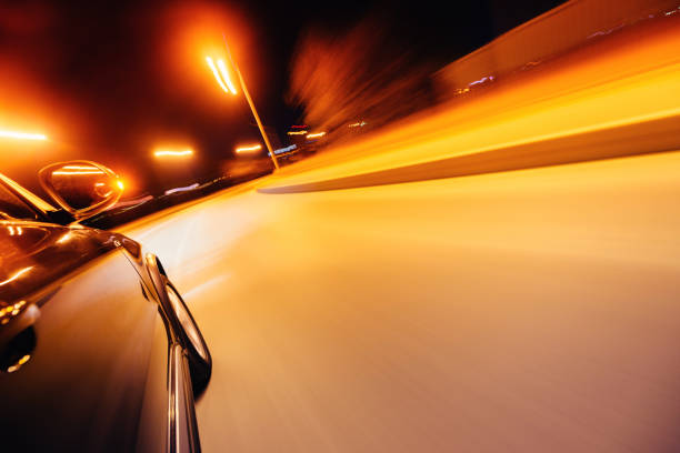 istock Car on the road with motion blur background. 1039582220