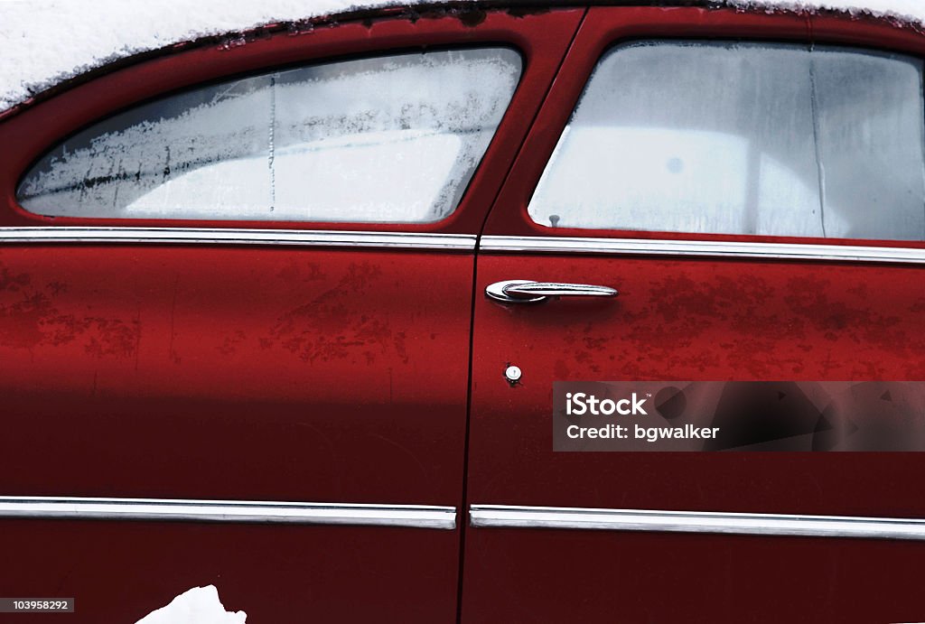 Old Red Car  Car Door Stock Photo