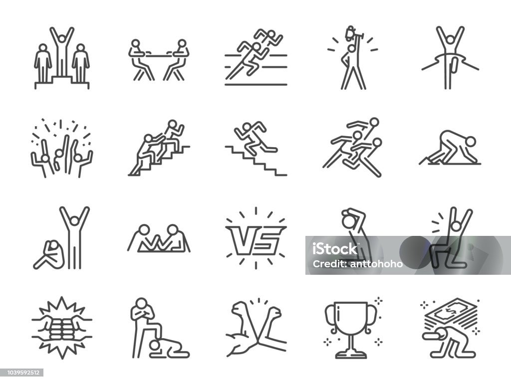 Competition icon set. Included icons as versus, competitors, game, competitive, rival and more. Icon Symbol stock vector