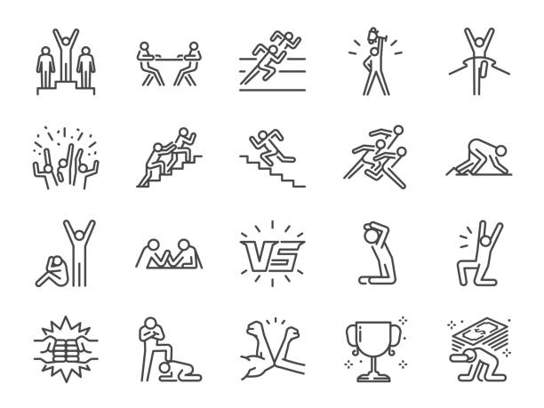 Competition icon set. Included icons as versus, competitors, game, competitive, rival and more. Competition icon set. Included icons as versus, competitors, game, competitive, rival and more. cheering illustrations stock illustrations
