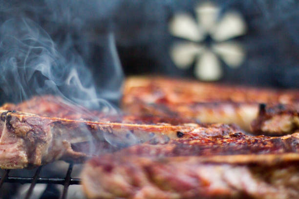 istock Steak Cooking On Open Grill, Beef BBQ 1039595582
