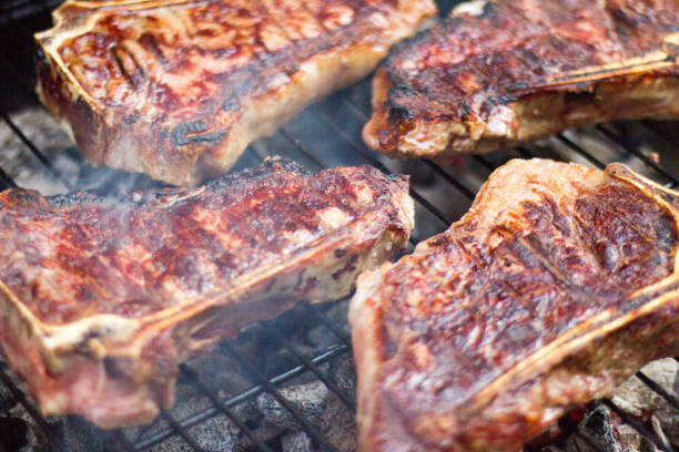 istock Steak Cooking On Open Grill, Beef BBQ 1039595600