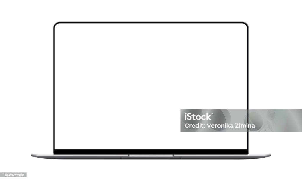 Laptop mock up with blank frameless screen Laptop mock up with blank frameless screen - front view. Vector illustration Laptop stock vector