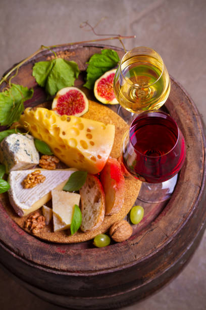 istock Red and white wine in wine cellar 1039600878