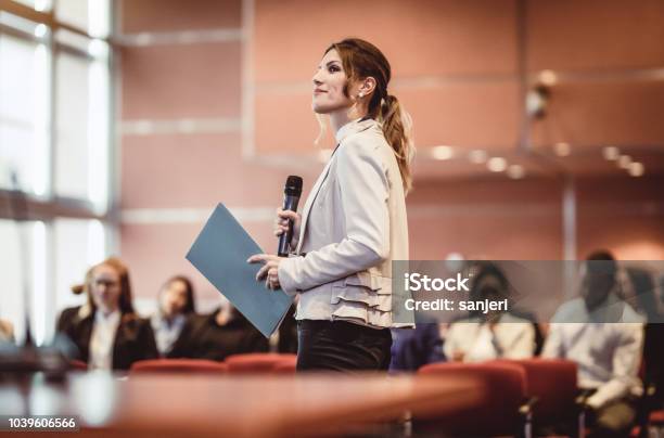 Business People Listening To The Speaker At A Conference Stock Photo - Download Image Now