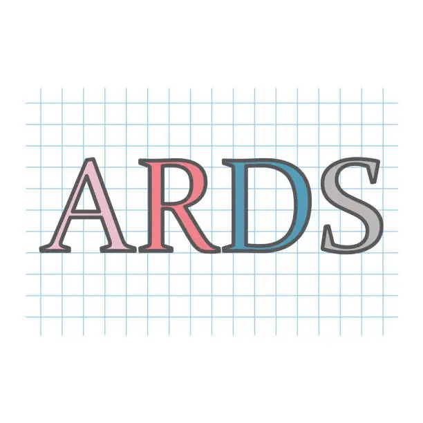Vector illustration of ARDS (Acute Respiratory Distress Syndrome) acronym written on checkered paper sheet