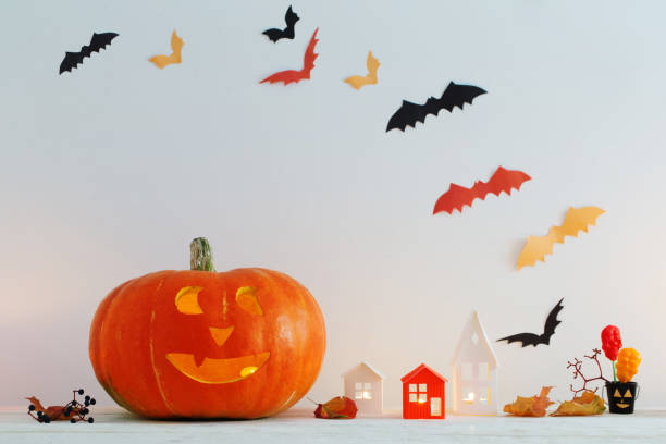 istock Halloween decorations on wooden table 1039616886