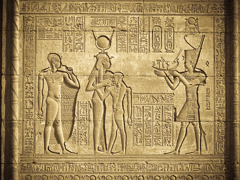 Egyptian hieroglyphs in the tombs, Luxor, Egypt