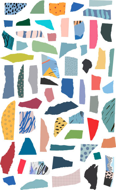 종이 조각을 잘라 설정 - design pattern textile abstract stock illustrations