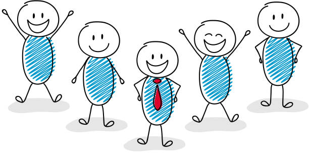 istock Group of cartoon people following team leader. Vector. 1039636128