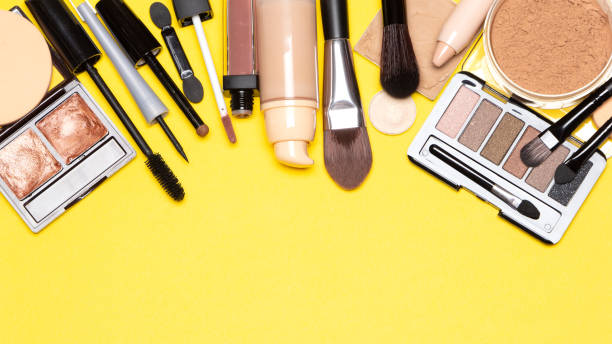 Beauty make up products for natural day makeup with copy space