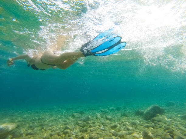 istock Young woman diving underwater 1039639588