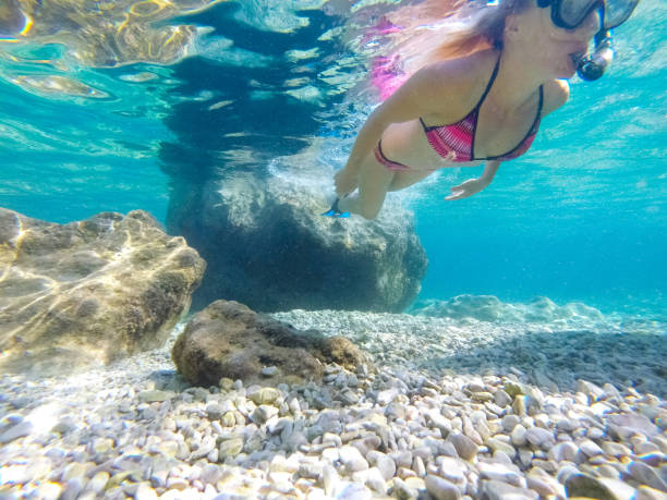 istock Young woman diving underwater 1039640556