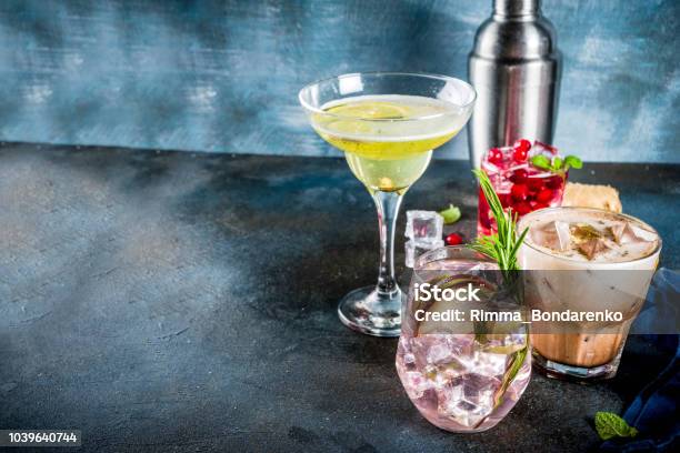 Variety Fall Winter Cocktails Stock Photo - Download Image Now - Alcohol - Drink, Alcohol Abuse, Ale