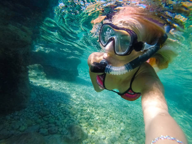 istock Young woman diving underwater 1039641016