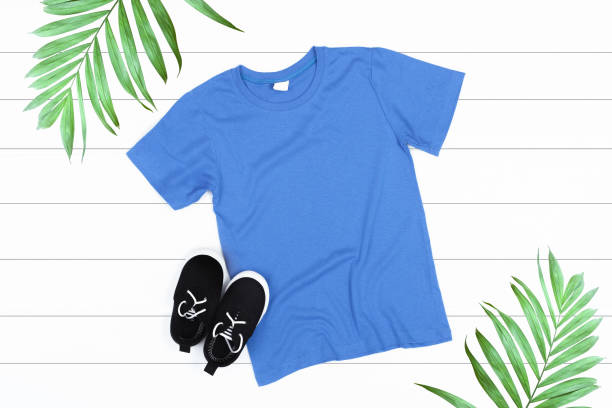 istock Blue Kids T-Shirt Mockup on a White Background 1039641278