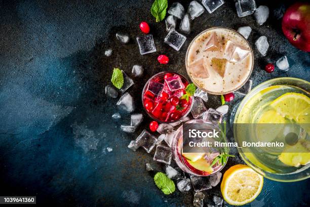 Variety Fall Winter Cocktails Stock Photo - Download Image Now - Cocktail, Cocktail Party, Drink