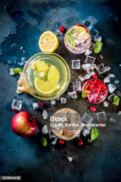 Variety Fall Winter Cocktails Stock Photo - Download Image Now - Cocktail, Wine, Alcohol - Drink