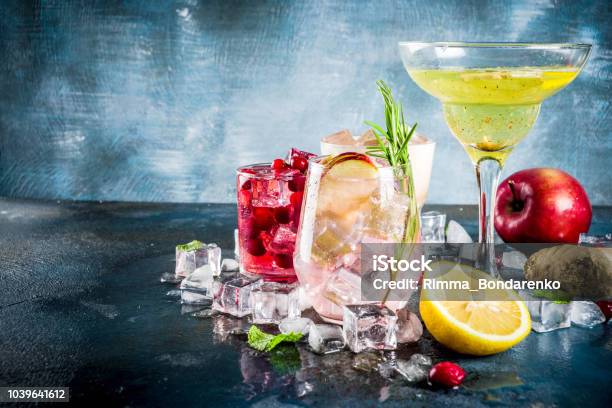 Variety Fall Winter Cocktails Stock Photo - Download Image Now - Alcohol - Drink, Alcohol Abuse, Ale