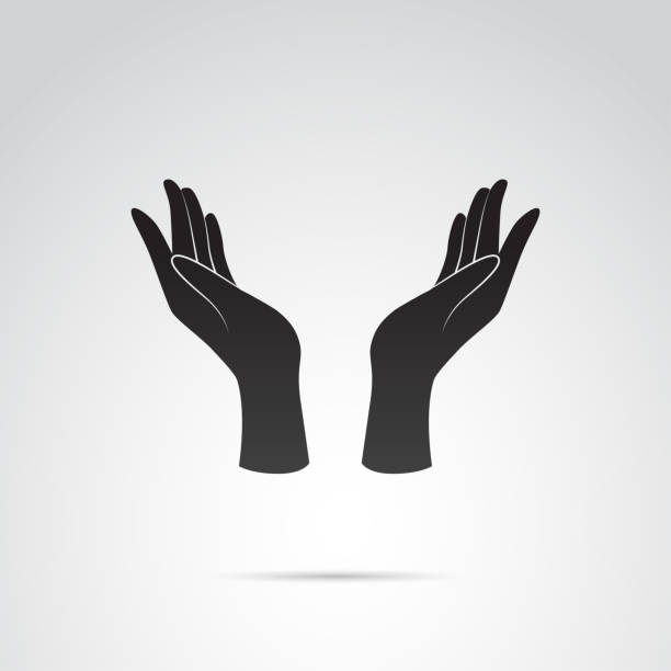 Hand icon - support, care gesture. Vector art. Vector icon of human hand. hands cupped stock illustrations