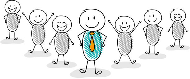 istock Teamwork concept with hand drawn cartoon people following the leader. Vector 1039650824