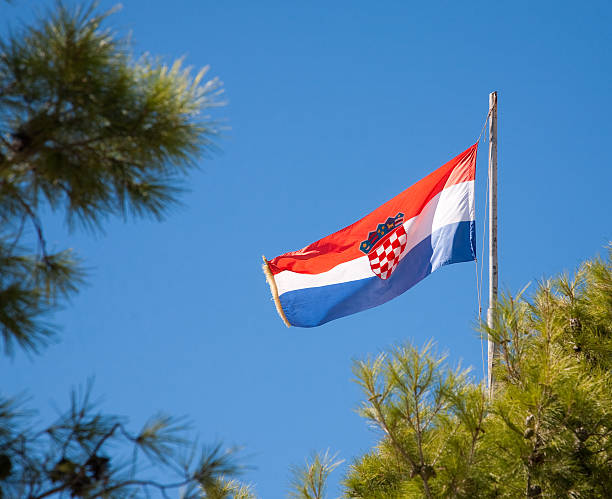 istock Croatian flag flies in the wind 103965482