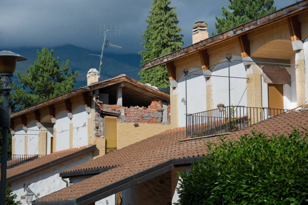 Amatrice - Italy, rubble due to the earthquake on  2016 Amatrice, Italy - September 1, 2018: rubble due to the terrible earthquake that hit the country on 24 August 2016 amatrice stock pictures, royalty-free photos & images