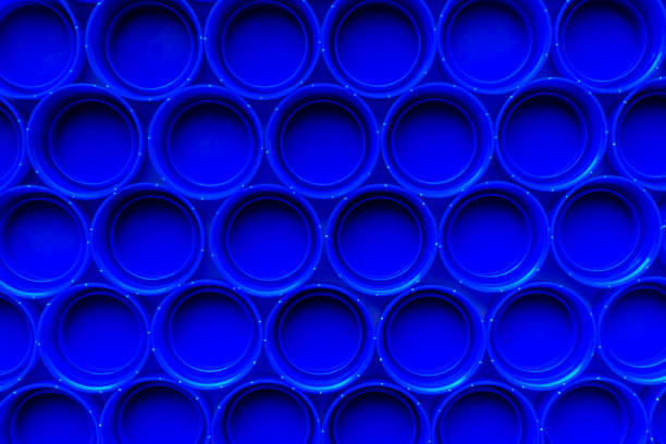 istock Recycled blue plastic bottle caps 1039663490