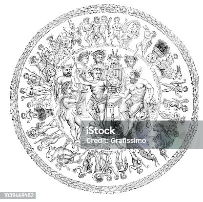 istock Offering bowl showing the triumph of god Bacchus over Hercules 1039669482