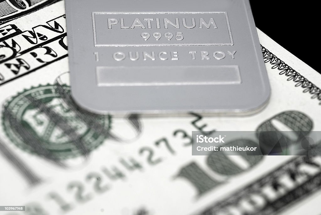 Platinum Barra de Ouro e moedas EUA - Foto de stock de Platina royalty-free