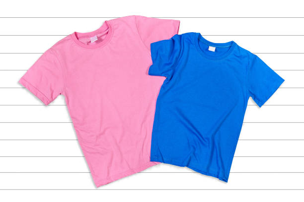 istock Pink and Blue T-shirts on a White Background 1039681850