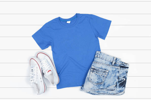 istock Blue Short Sleeve T-Shirt on a White Background 1039681876