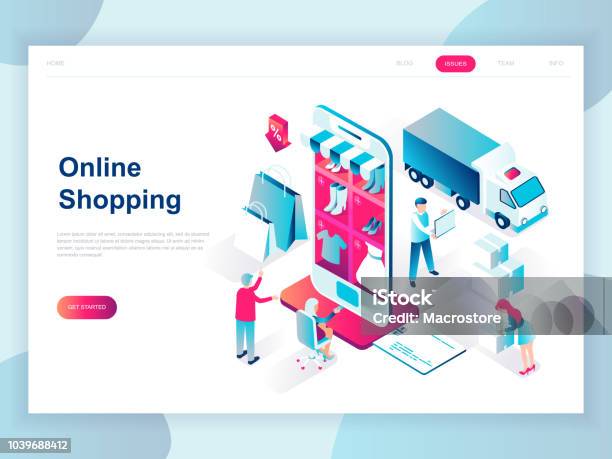 Modern Flat Design Isometric Concept Of Online Shopping For Banner And Website Stock Illustration - Download Image Now