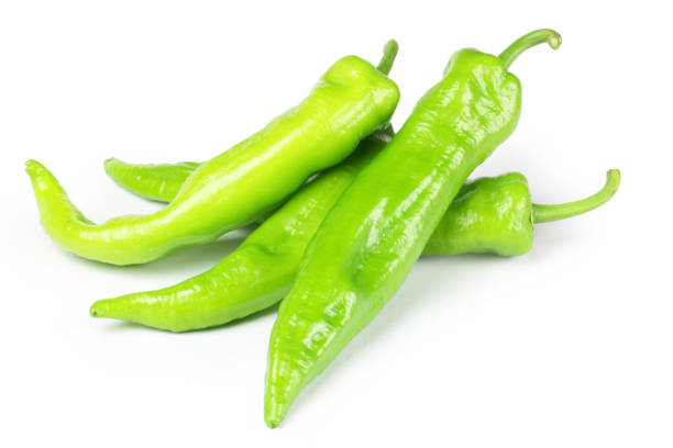 istock Green pepper on a white background 1039694214
