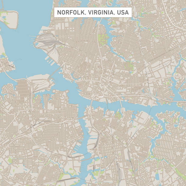 ilustrações, clipart, desenhos animados e ícones de mapa de rua da cidade de norfolk virgínia eua - norfolk