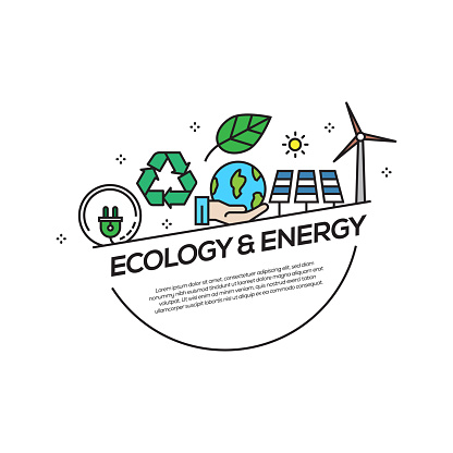 Ecology and Energy Concept Flat Line Icons