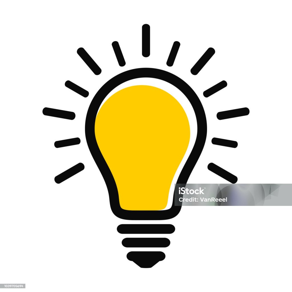 Modern yellow light bulb icon with rays. Idea and creativity symbol. Modern yellow light bulb icon with rays. Idea and creativity symbol. Vector EPS 10 Electric Lamp stock vector