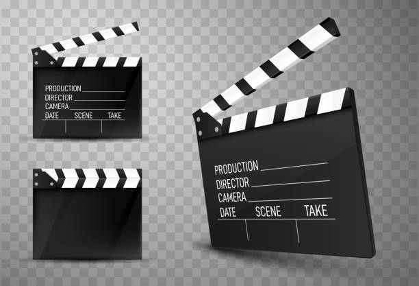 istock Cinema clapper boards isolated.  Movie clappers 1039714494