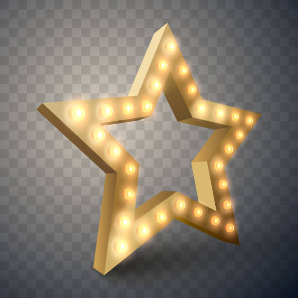 ilustraciones, imágenes clip art, dibujos animados e iconos de stock de estrellas con luces aisladas. 3d ilustración de vector de lujo de estrella de oro - star shape star theatrical performance backgrounds