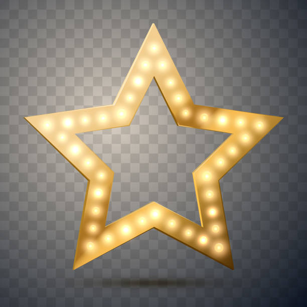 звезда с изолированными огнями. роскошная векторная иллюстрация золотой звезды - star shape star theatrical performance backgrounds stock illustrations
