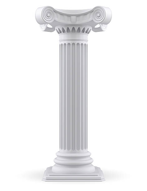 A 3D rendering of a white Corinthian column stock photo
