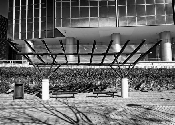 Bus Stop in The Woodlands TX B&W
