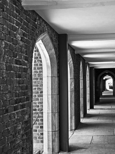istock Outside Hallway with Shadows B&W 1039721856