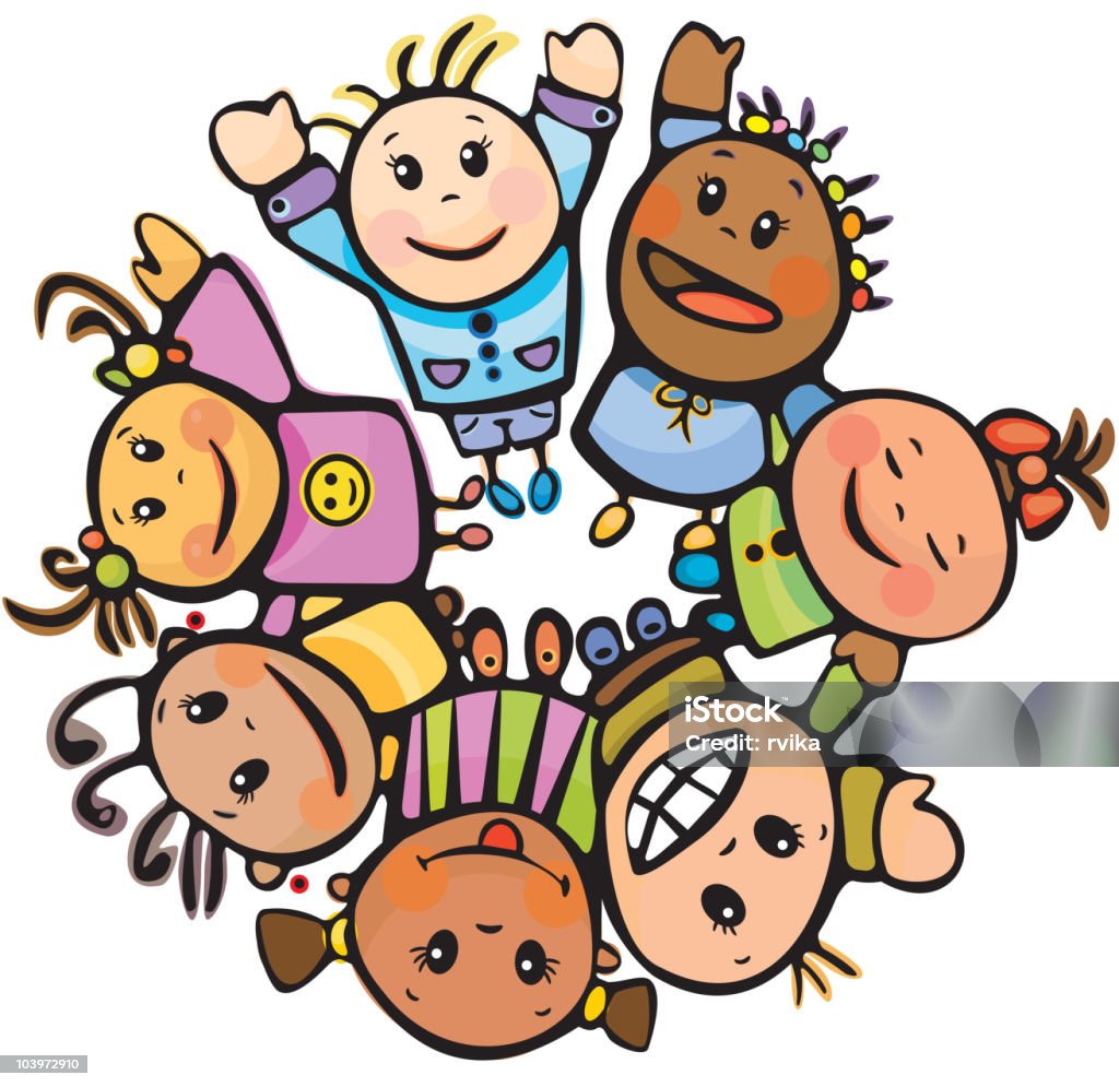 Different Races Children Vector Happy Children Of Different Races Stock Illustration - Download Image ...