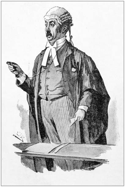 Antique painting illustration: Law court