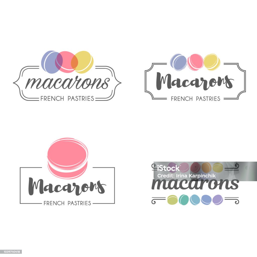 Set van vector pictogram ontwerp bitterkoekjes voor winkel, boetiek, winkel - Royalty-free Makroon vectorkunst