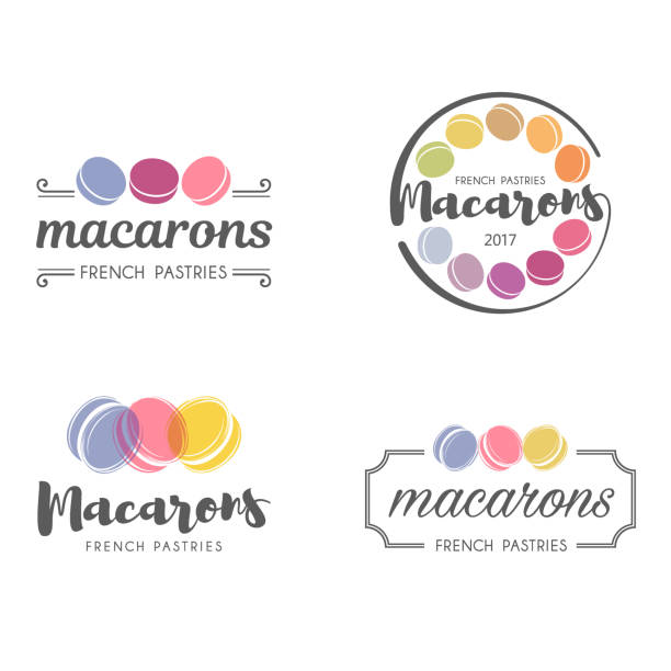 illustrations, cliparts, dessins animés et icônes de ensemble de vector icon design macarons pour magasin, boutique, magasin - macaroon french culture dessert food