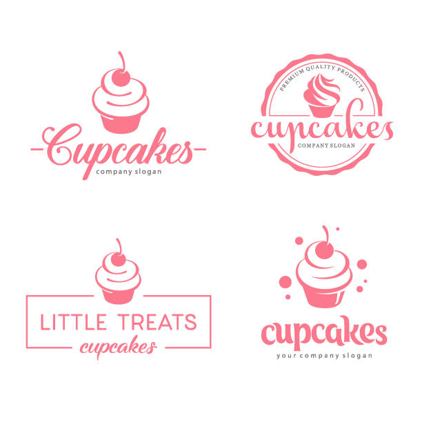vektor-symbol-design. cupcakes-bäckerei-symbol - cupcake cake candy pink stock-grafiken, -clipart, -cartoons und -symbole