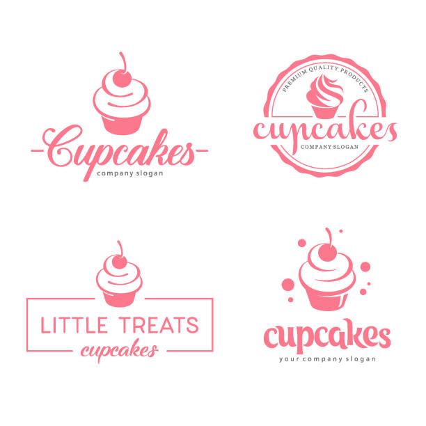 illustrazioni stock, clip art, cartoni animati e icone di tendenza di design del simbolo vettoriale. icona della panetteria cupcakes - cupcake