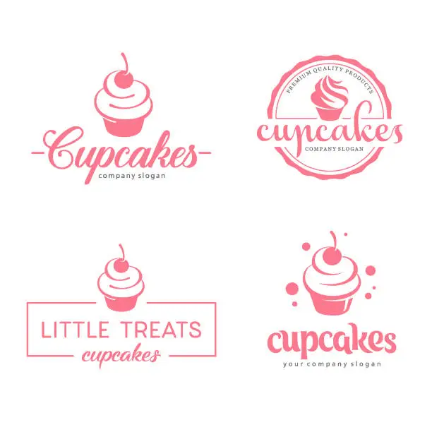 Vector illustration of Vector symbol design. Cupcakes bakery icon